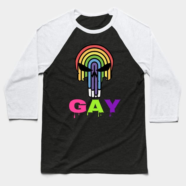 Gay Skull Baseball T-Shirt by Stu's Mafia